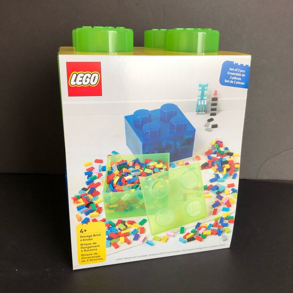 LEGO Green and Blue Stackable Brick Storage Box Set